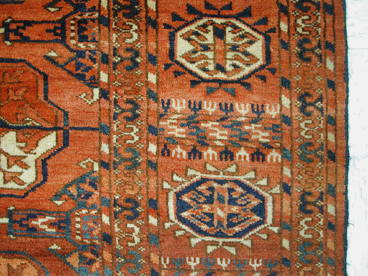 Tekke Main Carpet, Wool (warp), wool (weft and pile); asymmetrically knotted pile