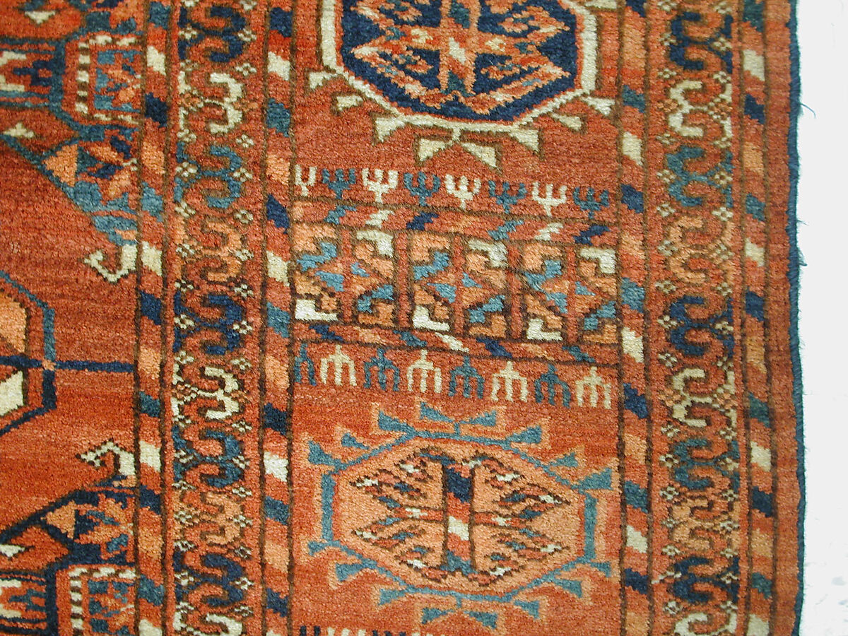 Tekke Main Carpet, Wool (warp), wool (weft and pile); asymmetrically knotted pile