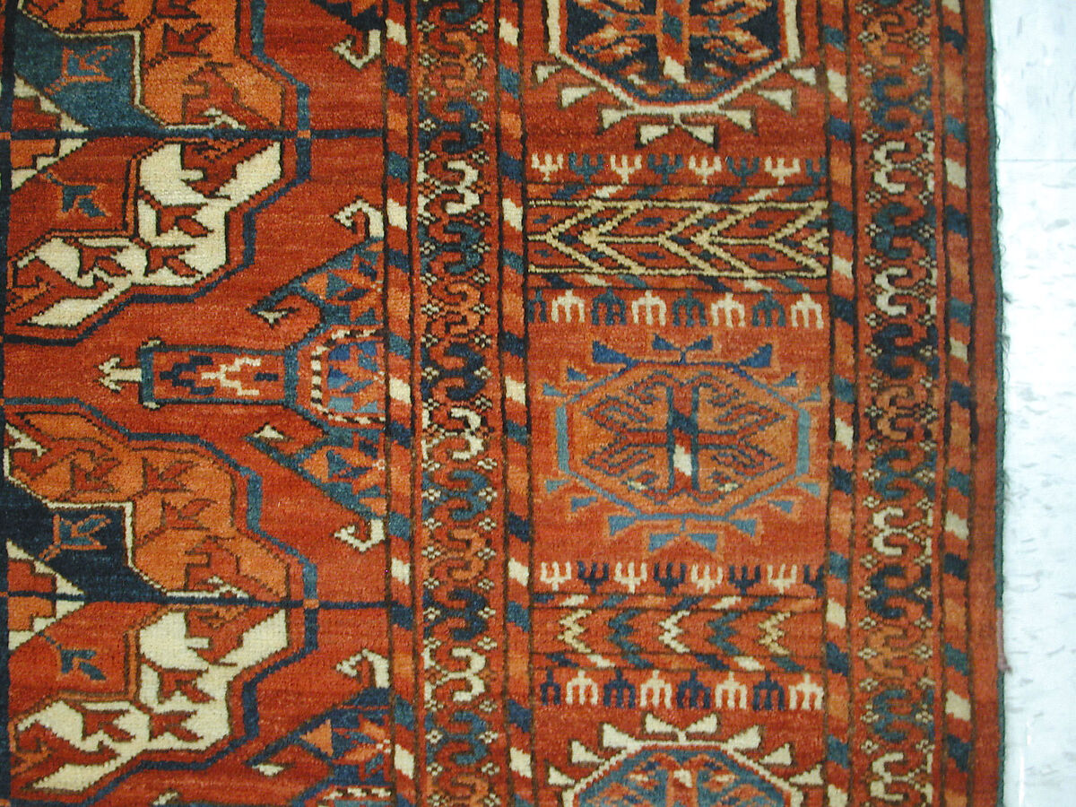 Tekke Main Carpet, Wool (warp), wool (weft and pile); asymmetrically knotted pile