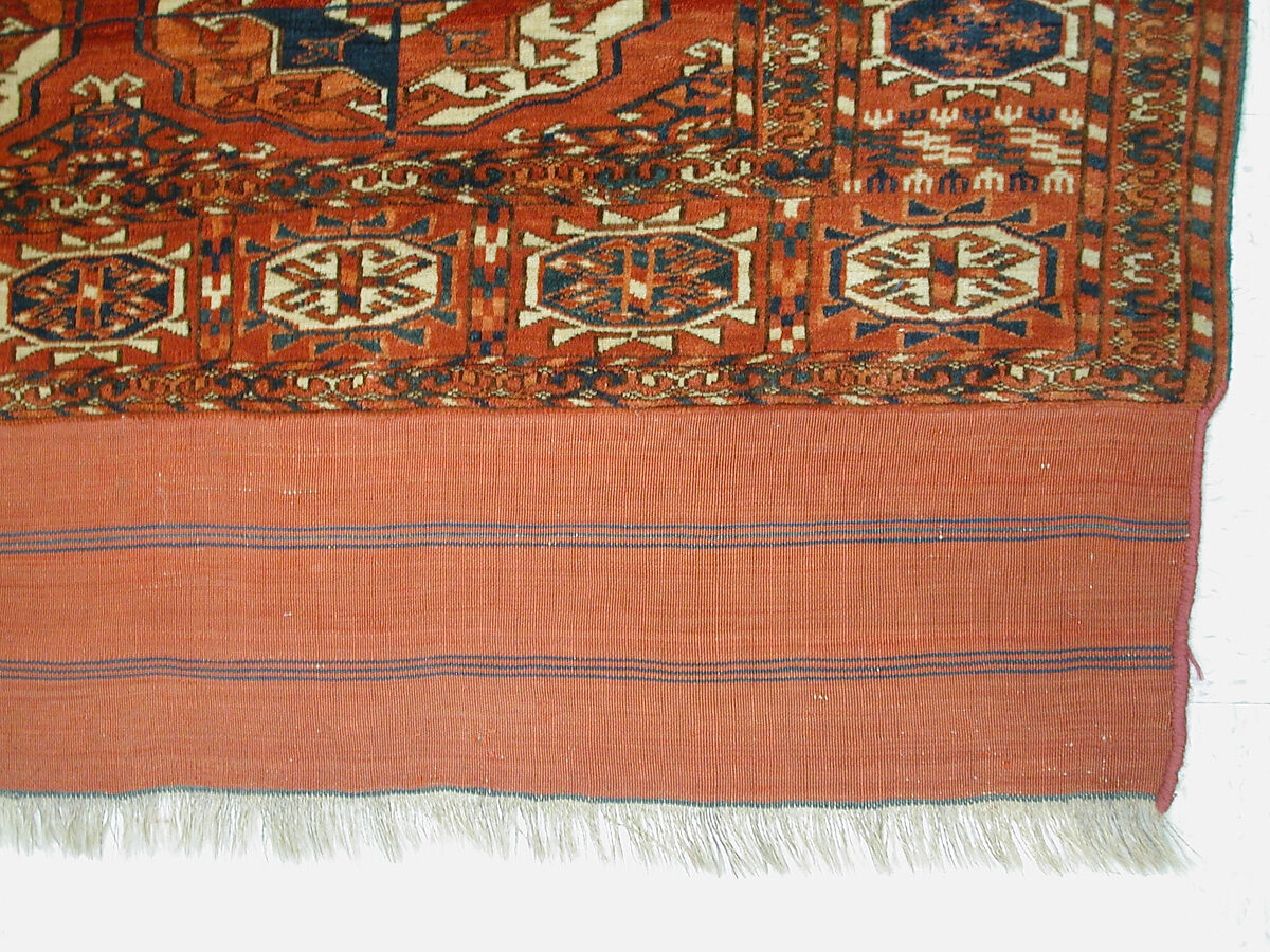 Tekke Main Carpet, Wool (warp), wool (weft and pile); asymmetrically knotted pile