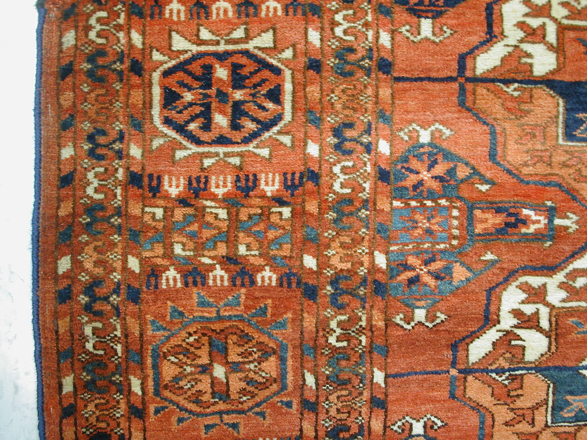 Tekke Main Carpet, Wool (warp), wool (weft and pile); asymmetrically knotted pile