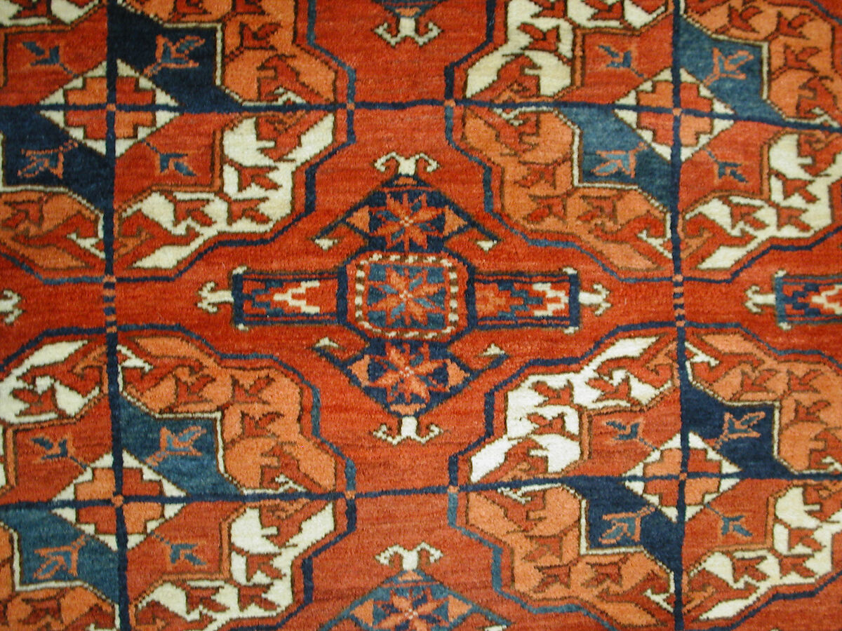 Tekke Main Carpet, Wool (warp), wool (weft and pile); asymmetrically knotted pile