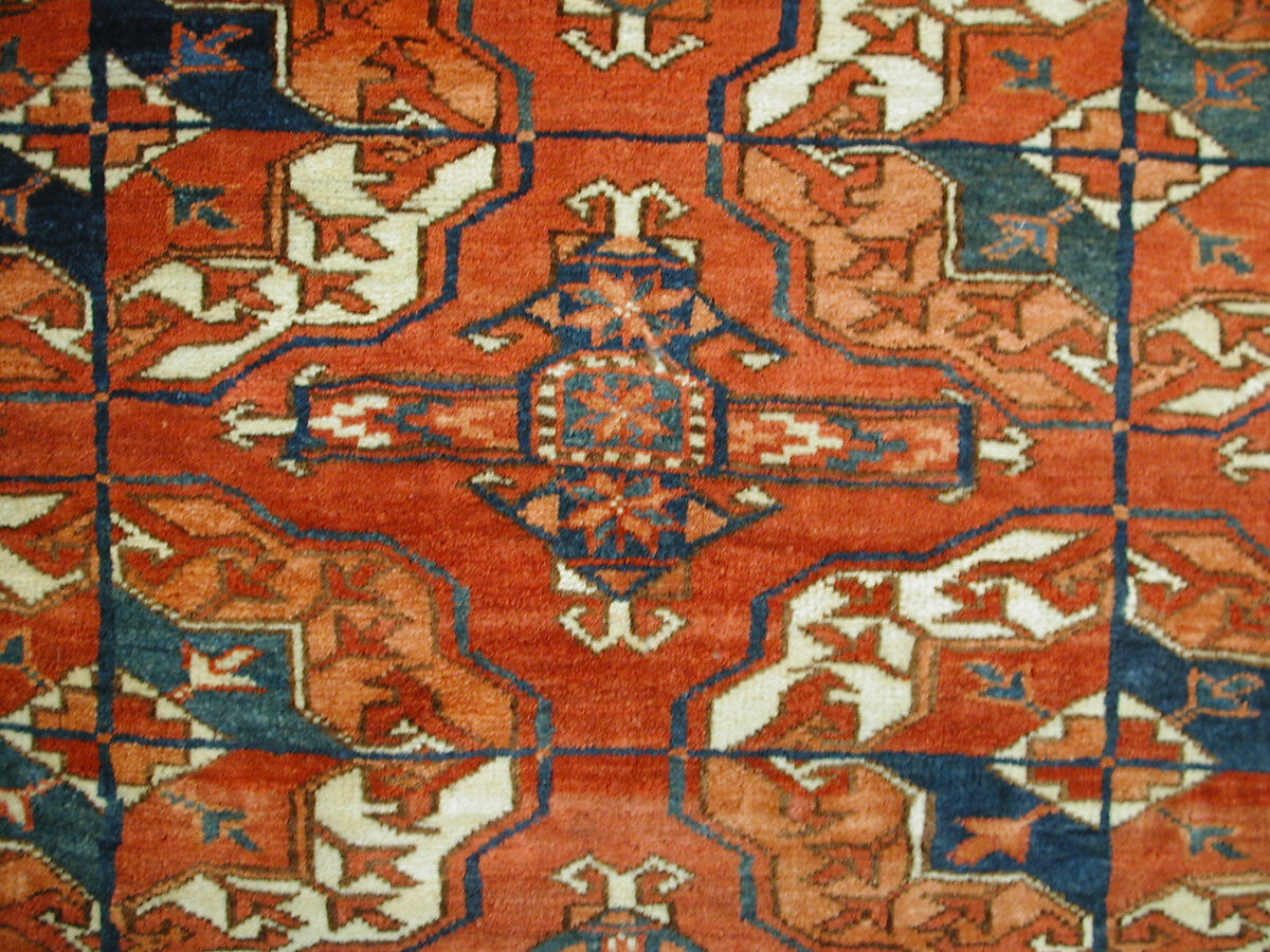 Tekke Main Carpet, Wool (warp), wool (weft and pile); asymmetrically knotted pile