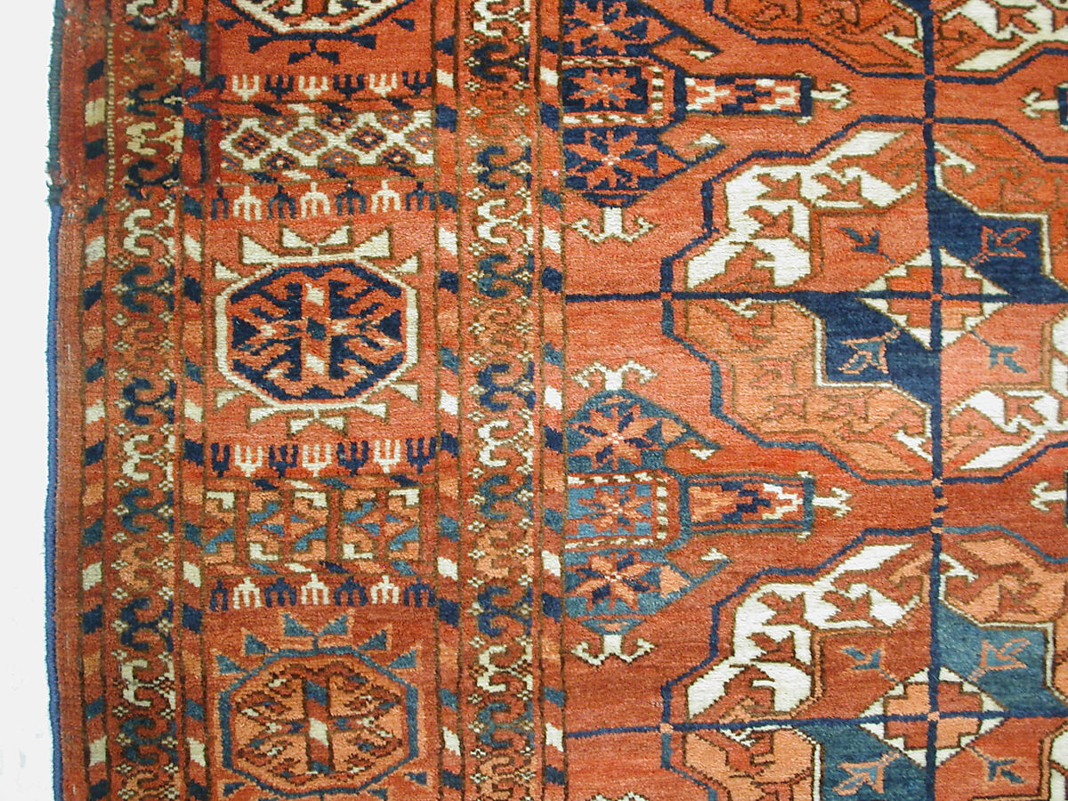 Tekke Main Carpet, Wool (warp), wool (weft and pile); asymmetrically knotted pile