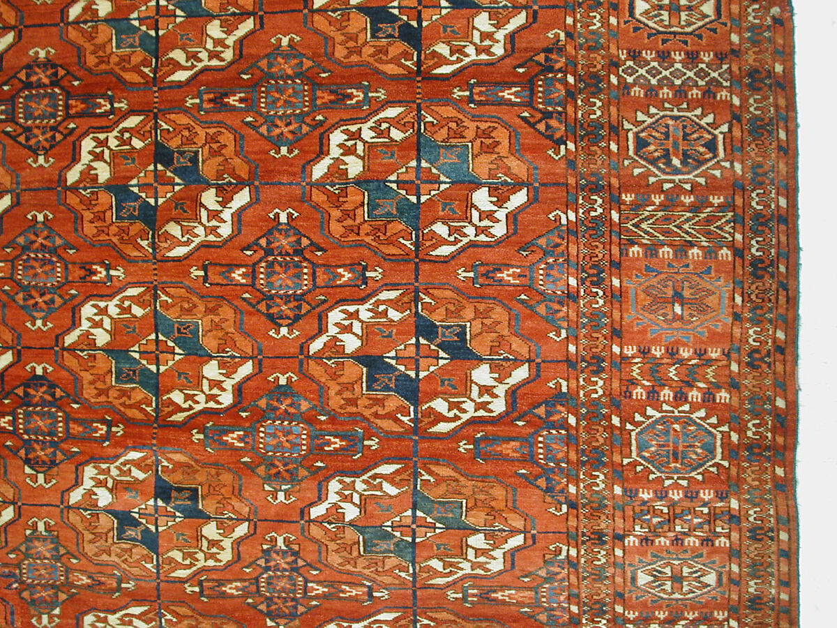 Tekke Main Carpet, Wool (warp), wool (weft and pile); asymmetrically knotted pile