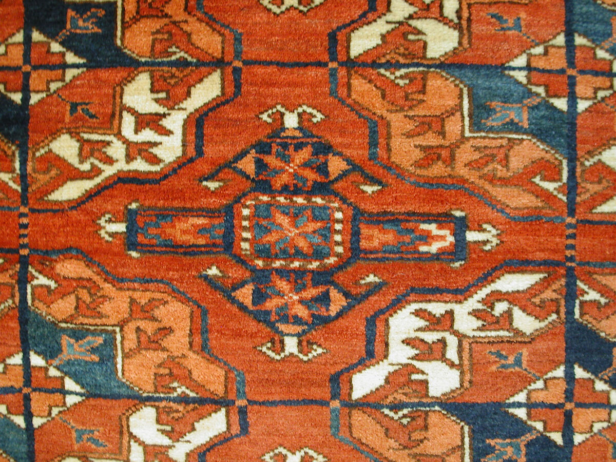 Tekke Main Carpet, Wool (warp), wool (weft and pile); asymmetrically knotted pile