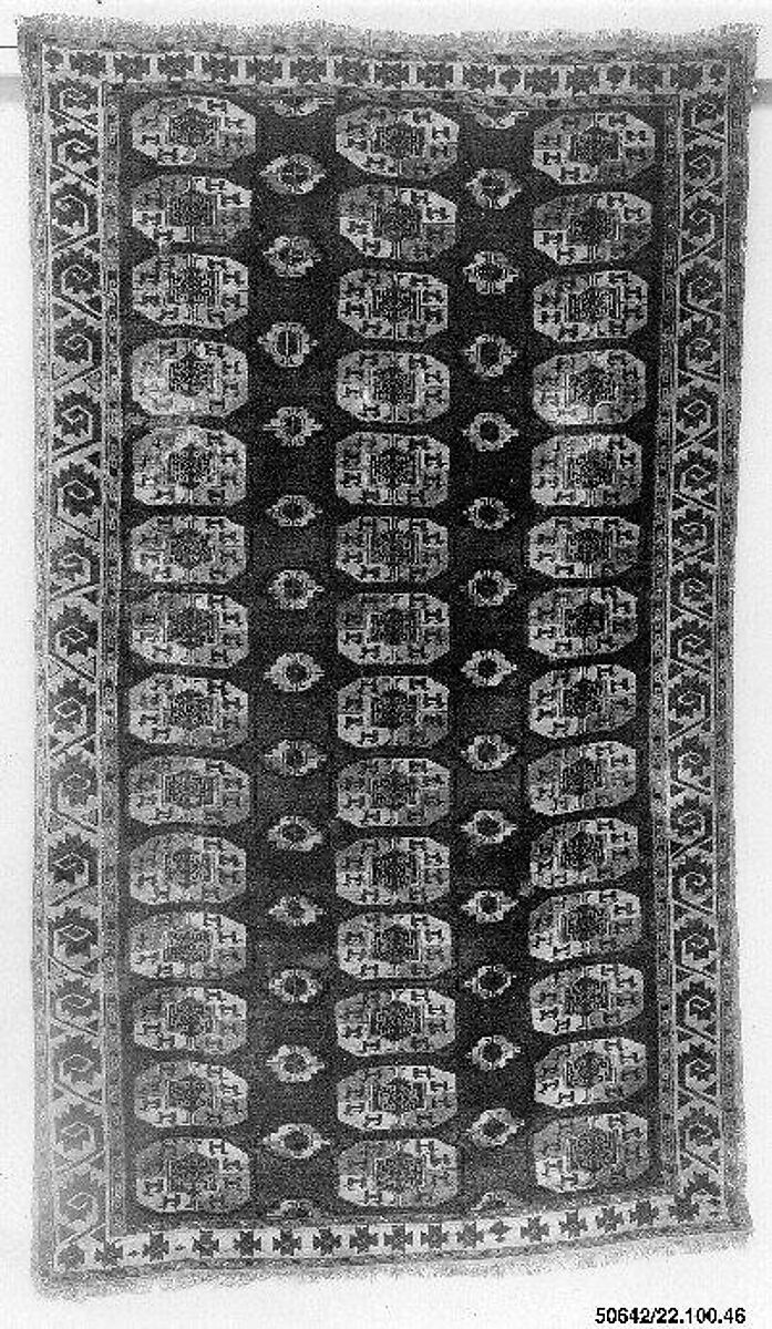 Yamut Carpet with Octagonal Guls, Wool (warp, weft and pile); asymmetrical knotted pile