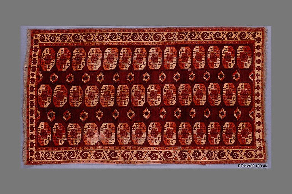 Yamut Carpet with Octagonal Guls, Wool (warp, weft and pile); asymmetrical knotted pile