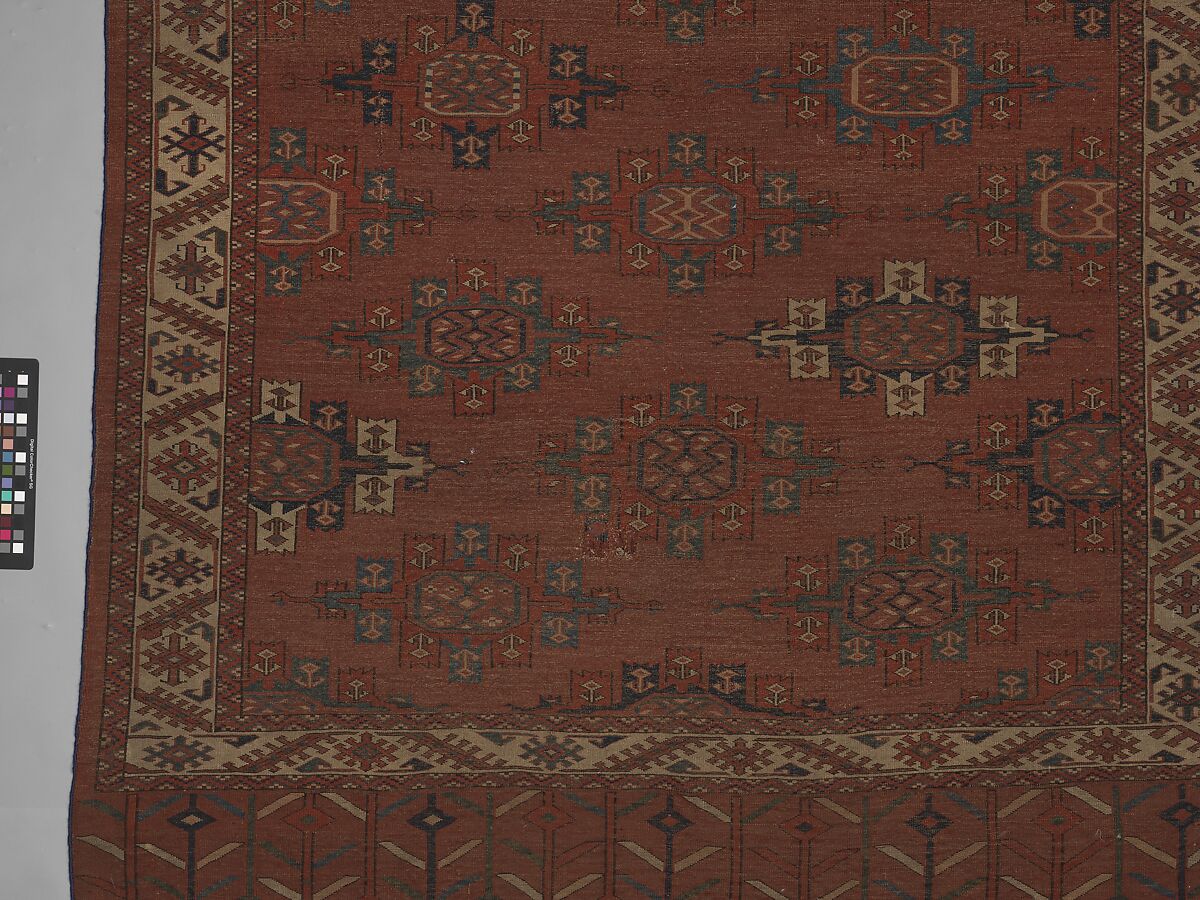 Yomut Main Carpet, Wool (warp, weft and pile); symmetrically knotted pile