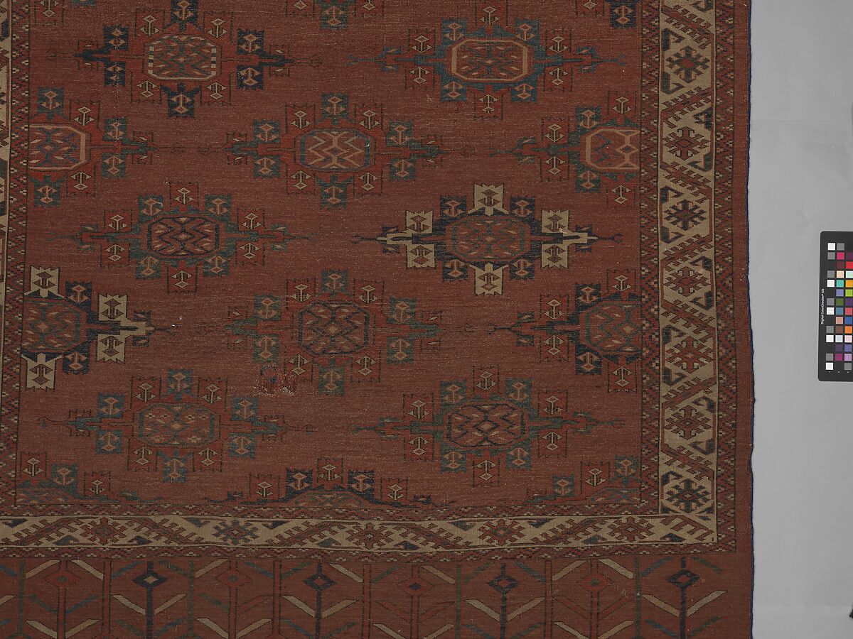 Yomut Main Carpet, Wool (warp, weft and pile); symmetrically knotted pile