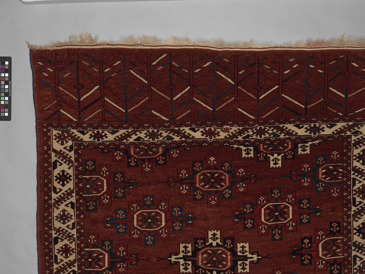 Yomut Main Carpet, Wool (warp, weft and pile); symmetrically knotted pile