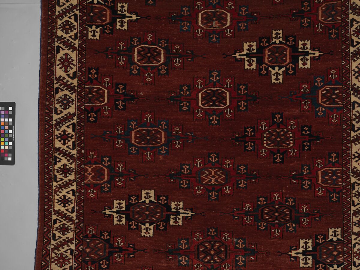 Yomut Main Carpet, Wool (warp, weft and pile); symmetrically knotted pile