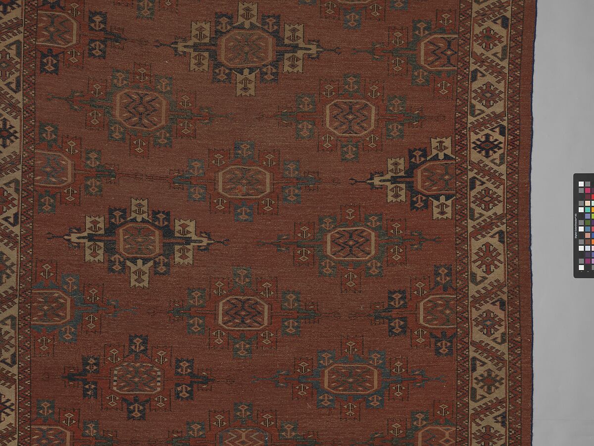 Yomut Main Carpet, Wool (warp, weft and pile); symmetrically knotted pile