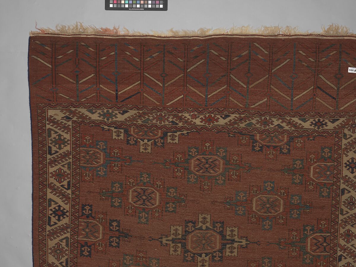 Yomut Main Carpet, Wool (warp, weft and pile); symmetrically knotted pile
