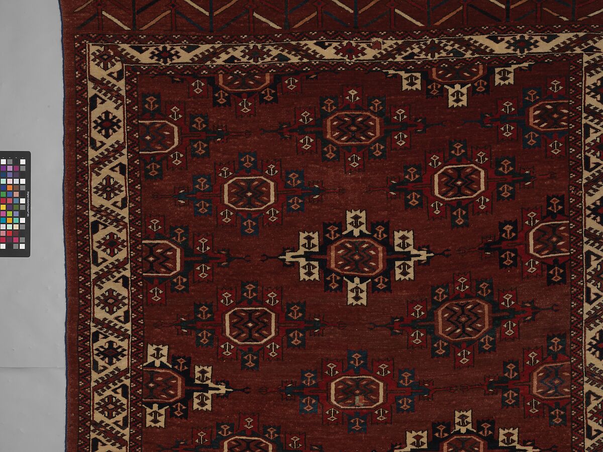 Yomut Main Carpet, Wool (warp, weft and pile); symmetrically knotted pile