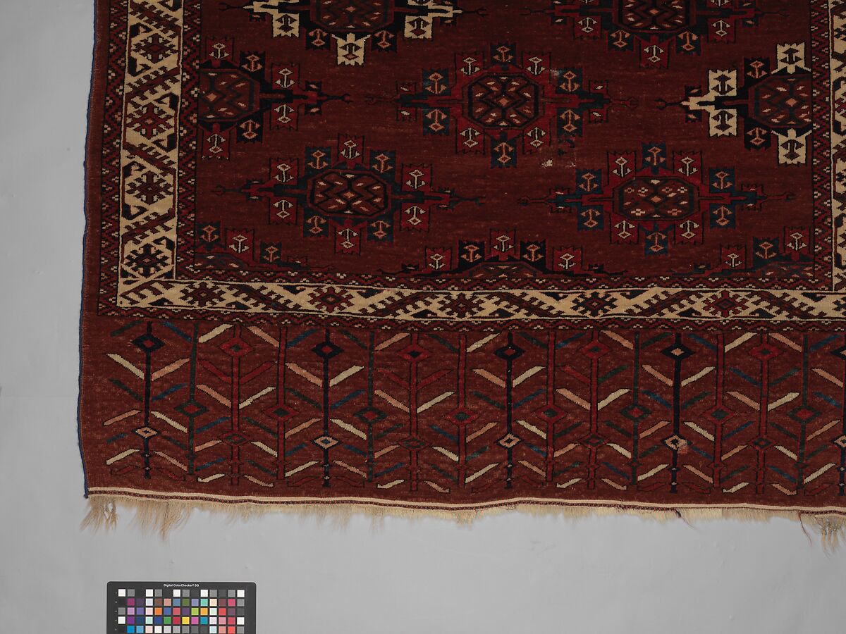 Yomut Main Carpet, Wool (warp, weft and pile); symmetrically knotted pile
