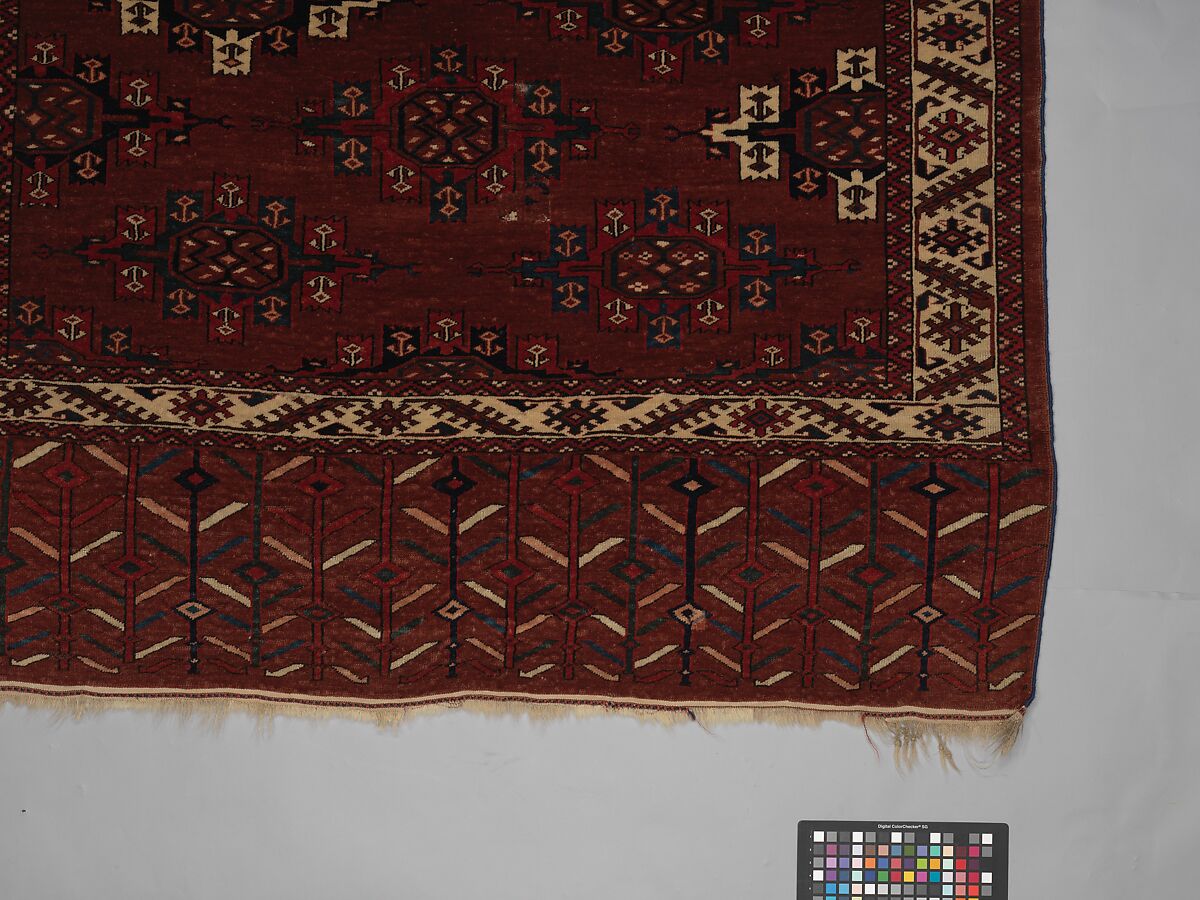 Yomut Main Carpet, Wool (warp, weft and pile); symmetrically knotted pile