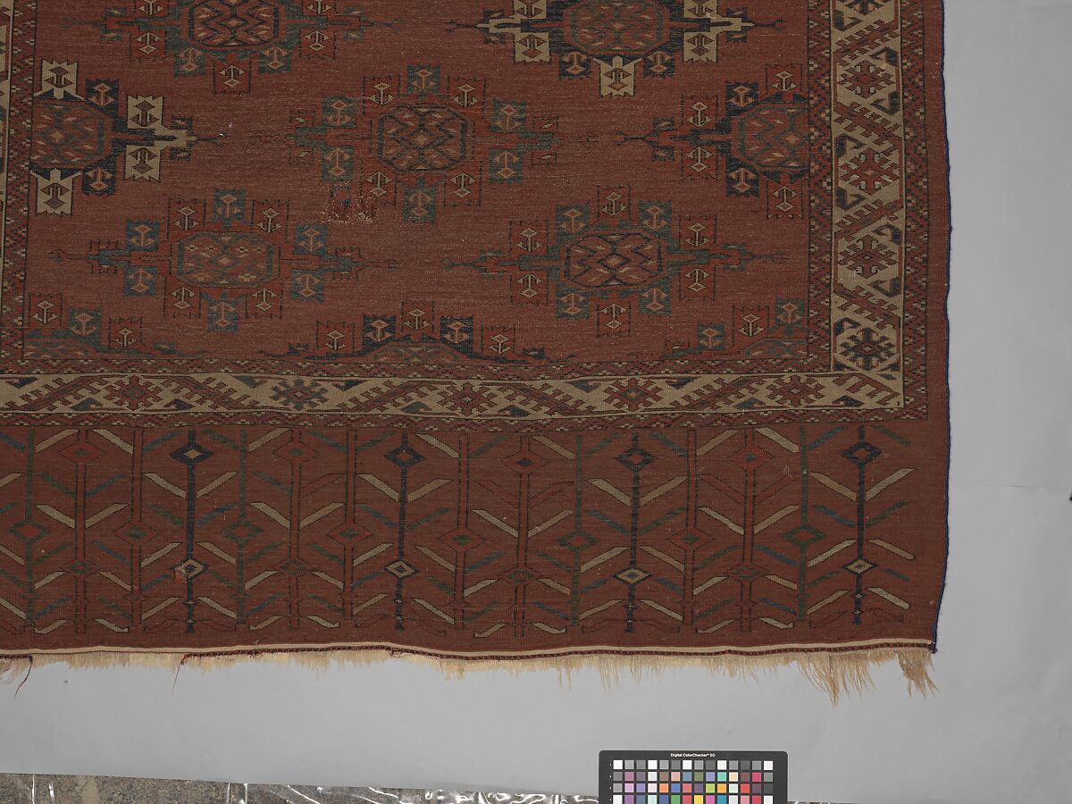 Yomut Main Carpet, Wool (warp, weft and pile); symmetrically knotted pile