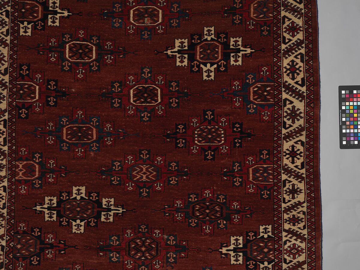 Yomut Main Carpet, Wool (warp, weft and pile); symmetrically knotted pile
