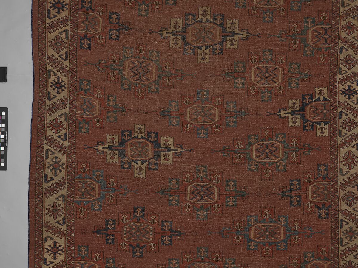 Yomut Main Carpet, Wool (warp, weft and pile); symmetrically knotted pile