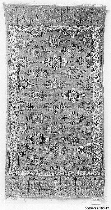 Yomut Main Carpet, Wool (warp, weft and pile); symmetrically knotted pile