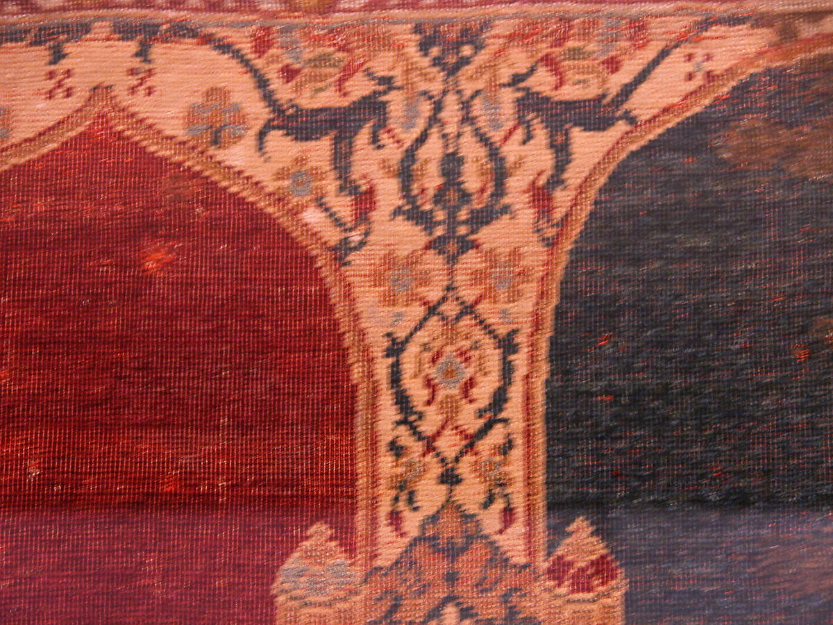 Carpet with Triple-Arch Design, Silk (warp and weft), wool (pile), cotton (pile); asymmetrically knotted pile 