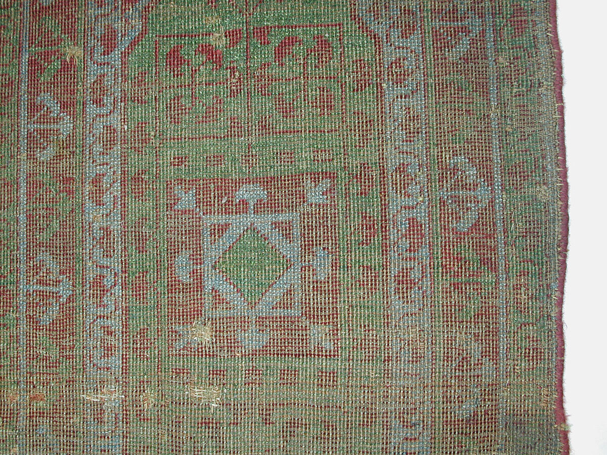 Mamluk Carpet, Wool, (warp, weft and pile); asymmetrically knotted pile