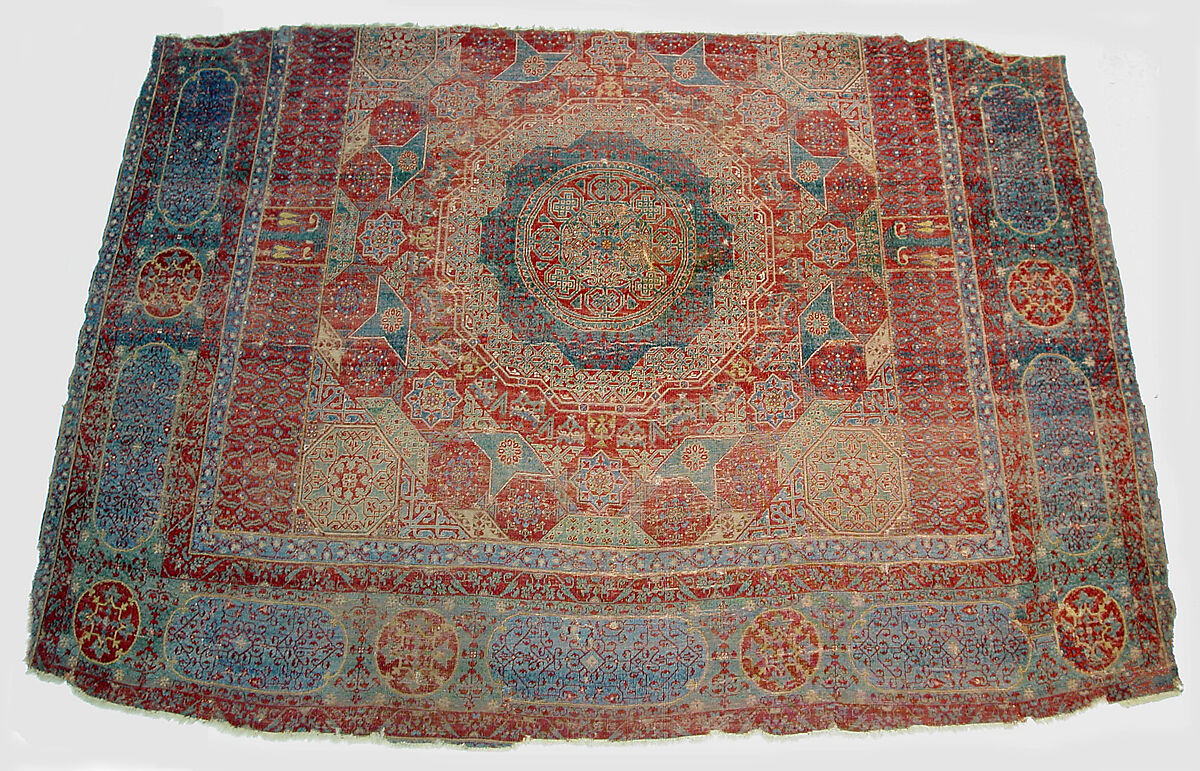 Mamluk Carpet, Wool, (warp, weft and pile); asymmetrically knotted pile