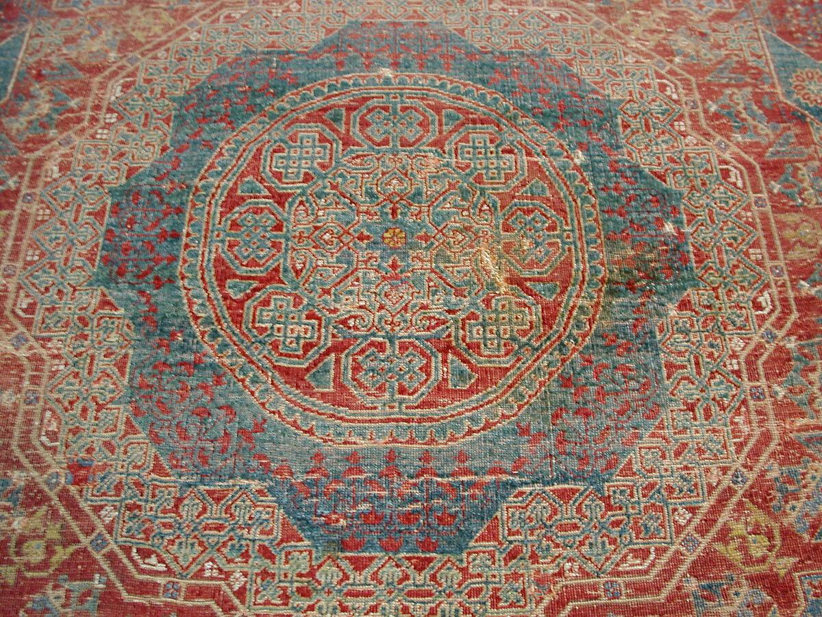 Mamluk Carpet, Wool, (warp, weft and pile); asymmetrically knotted pile