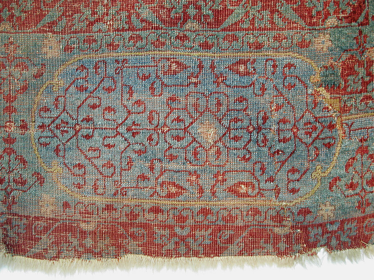 Mamluk Carpet, Wool, (warp, weft and pile); asymmetrically knotted pile