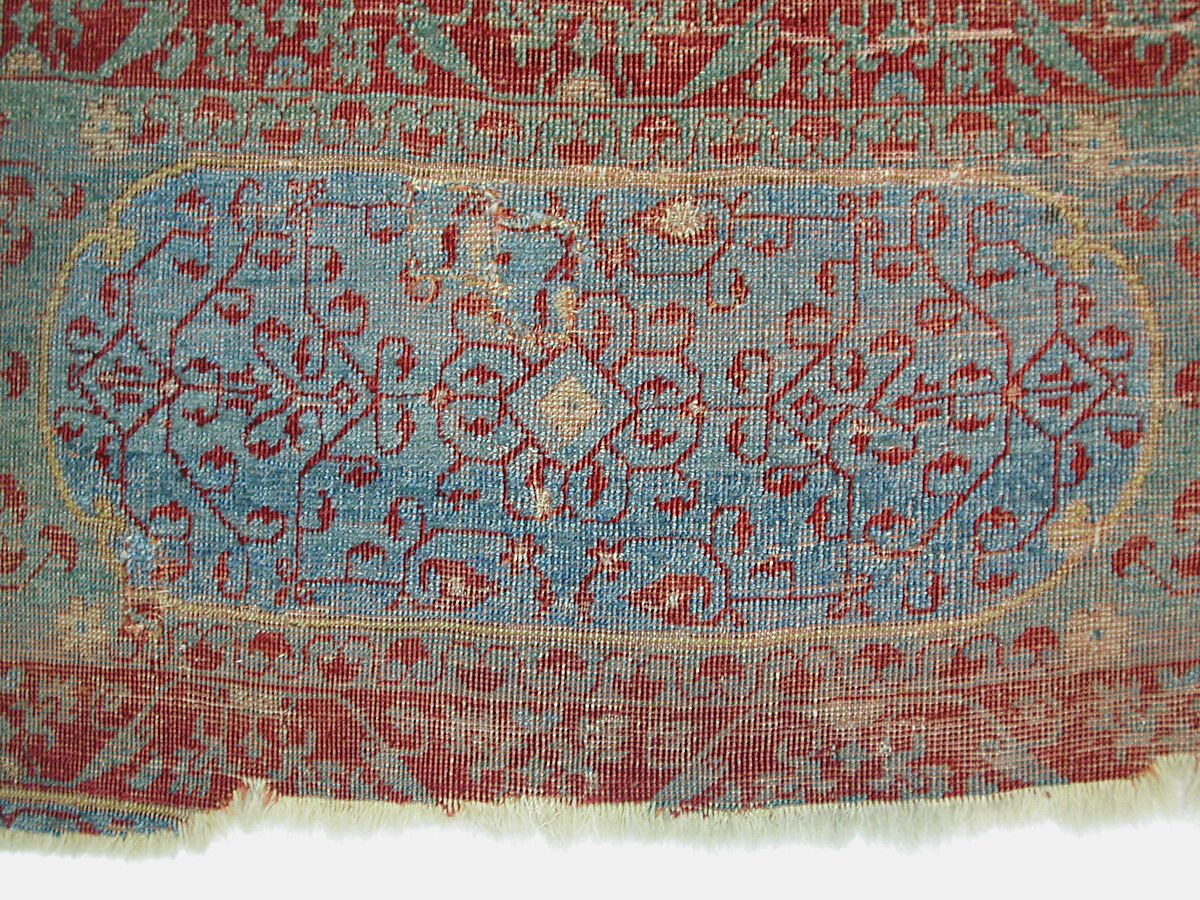Mamluk Carpet, Wool, (warp, weft and pile); asymmetrically knotted pile