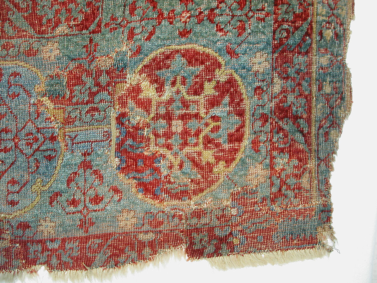 Mamluk Carpet, Wool, (warp, weft and pile); asymmetrically knotted pile