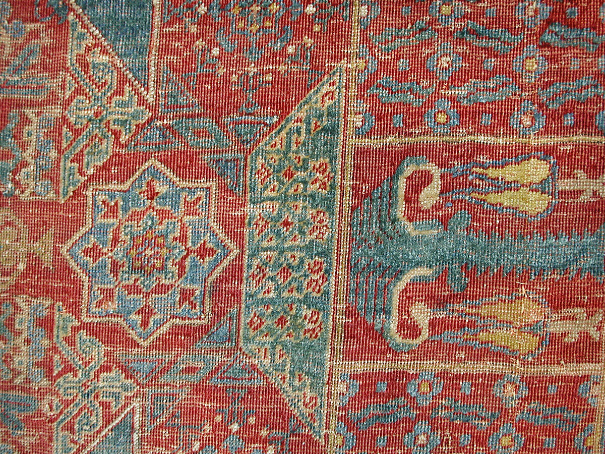Mamluk Carpet, Wool, (warp, weft and pile); asymmetrically knotted pile
