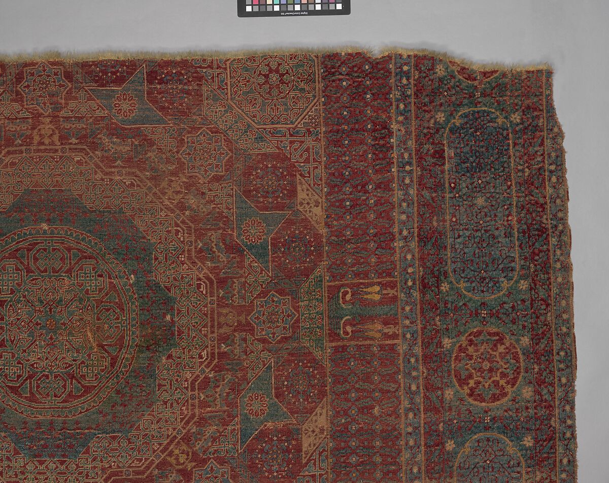 Mamluk Carpet, Wool, (warp, weft and pile); asymmetrically knotted pile