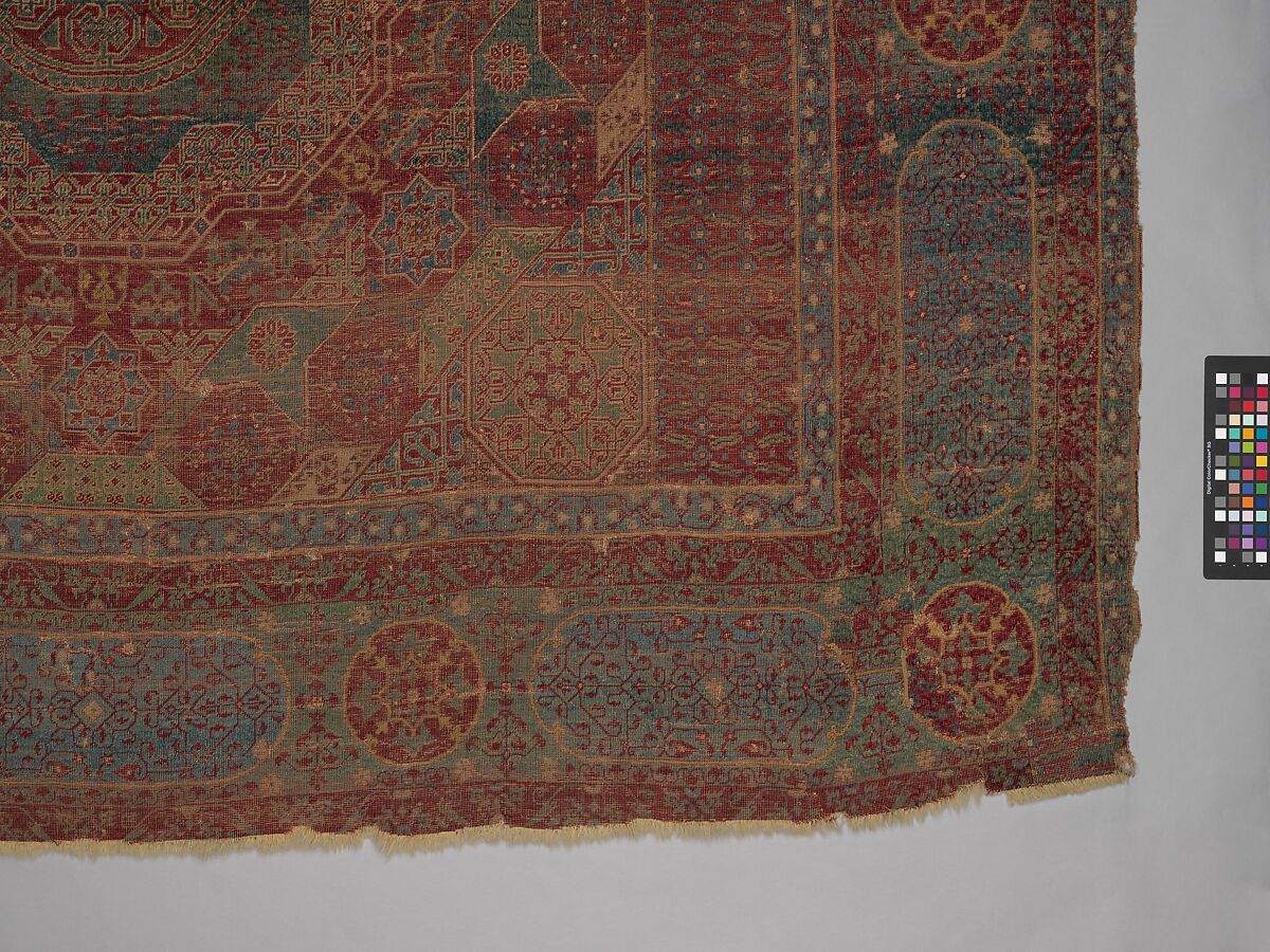 Mamluk Carpet, Wool, (warp, weft and pile); asymmetrically knotted pile