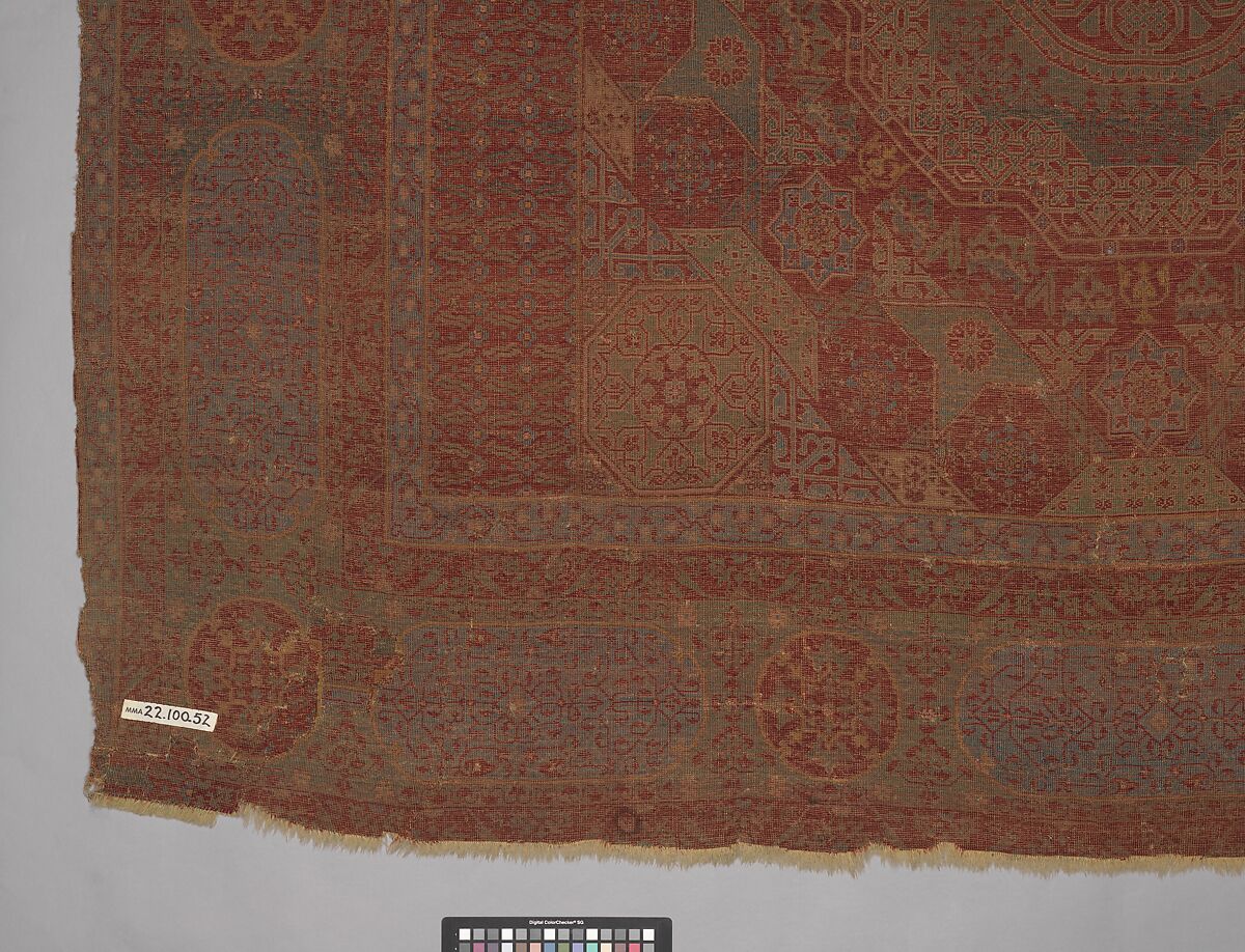 Mamluk Carpet, Wool, (warp, weft and pile); asymmetrically knotted pile