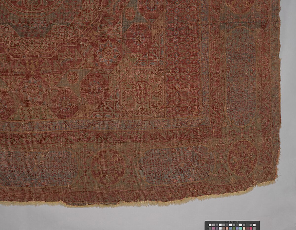 Mamluk Carpet, Wool, (warp, weft and pile); asymmetrically knotted pile