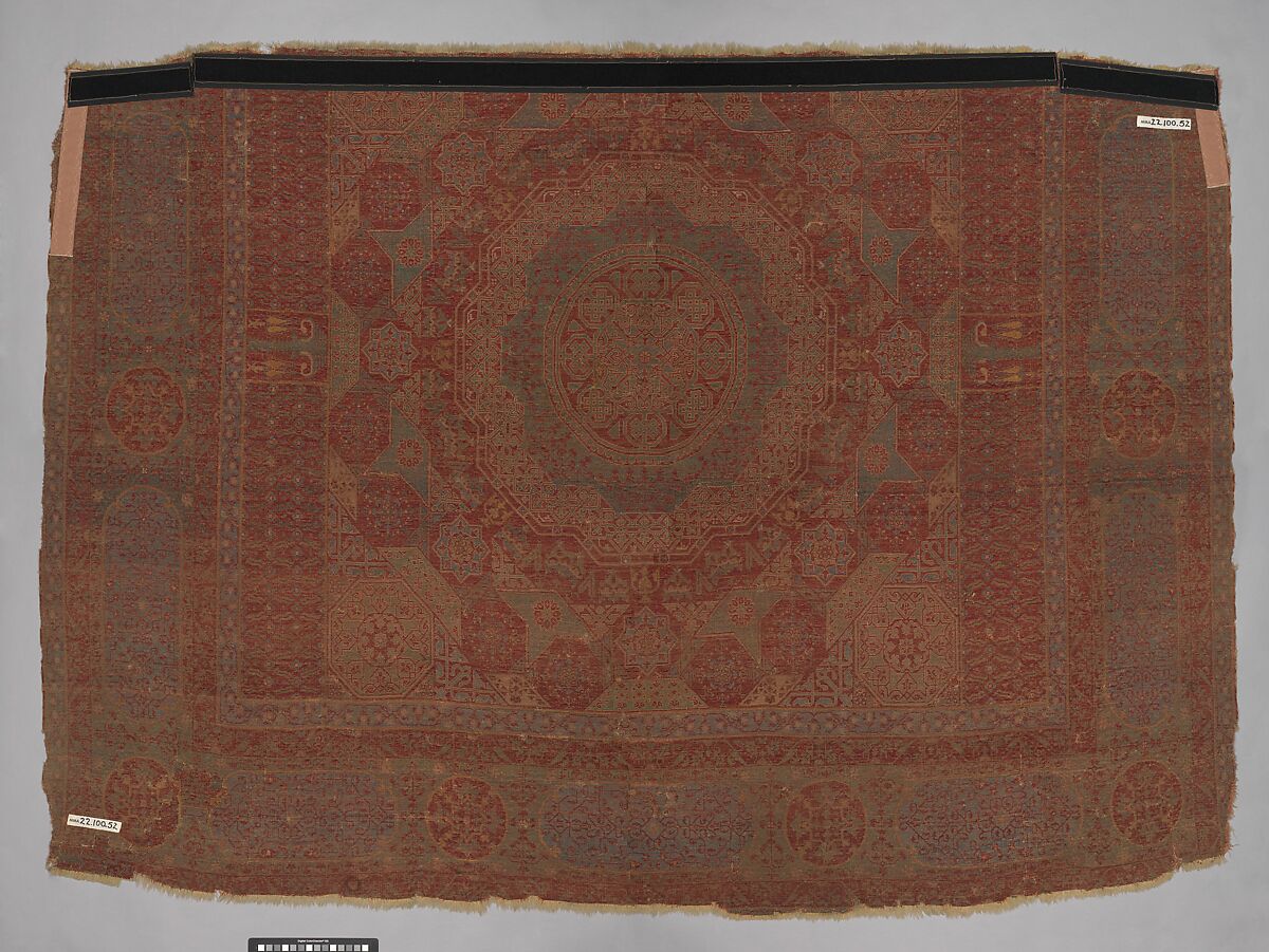 Mamluk Carpet, Wool, (warp, weft and pile); asymmetrically knotted pile