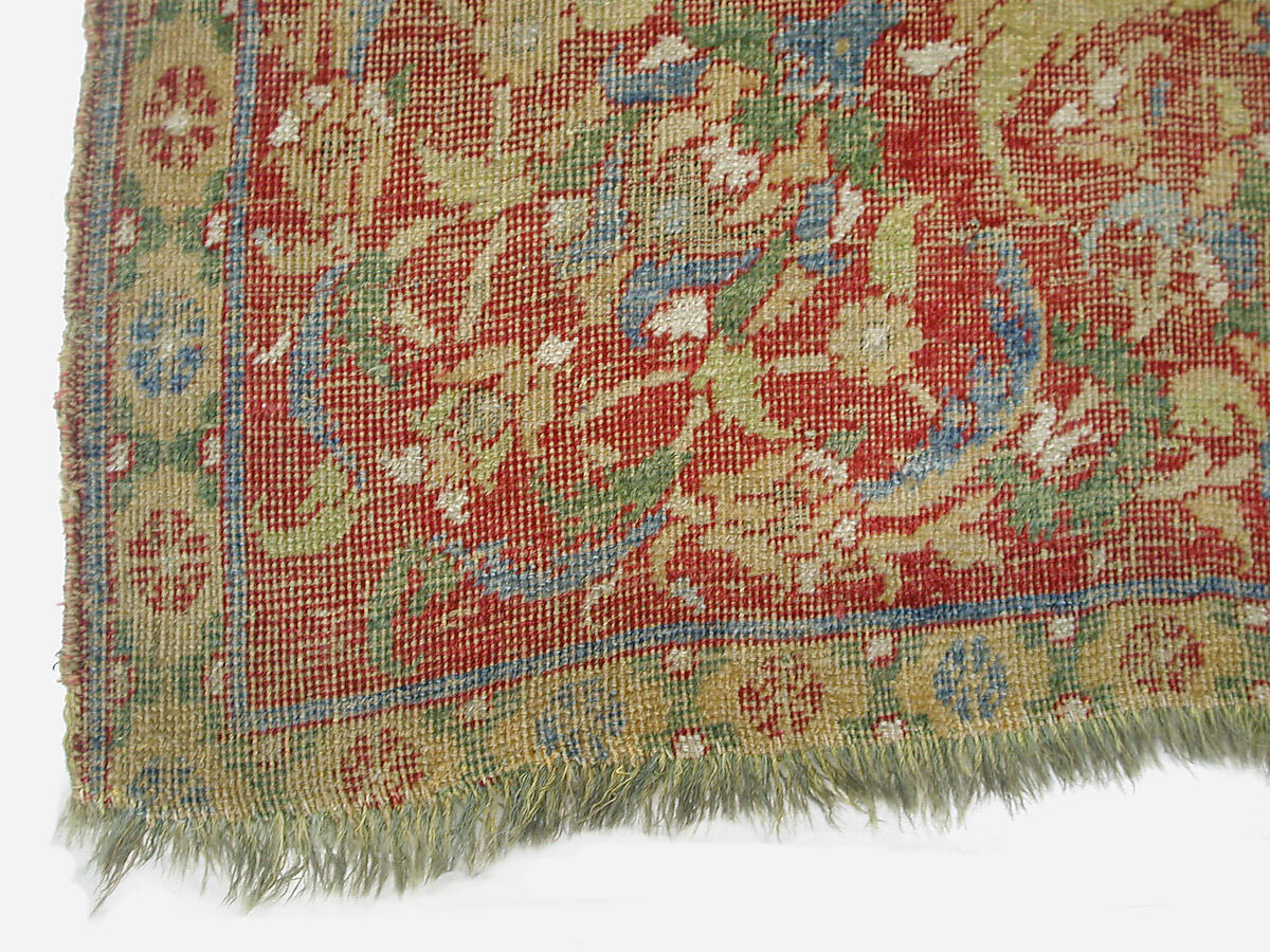 Carpet, Wool (warp, weft and pile); asymmetrically knotted pile