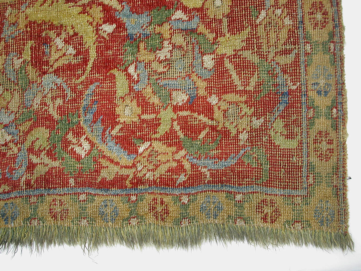 Carpet, Wool (warp, weft and pile); asymmetrically knotted pile