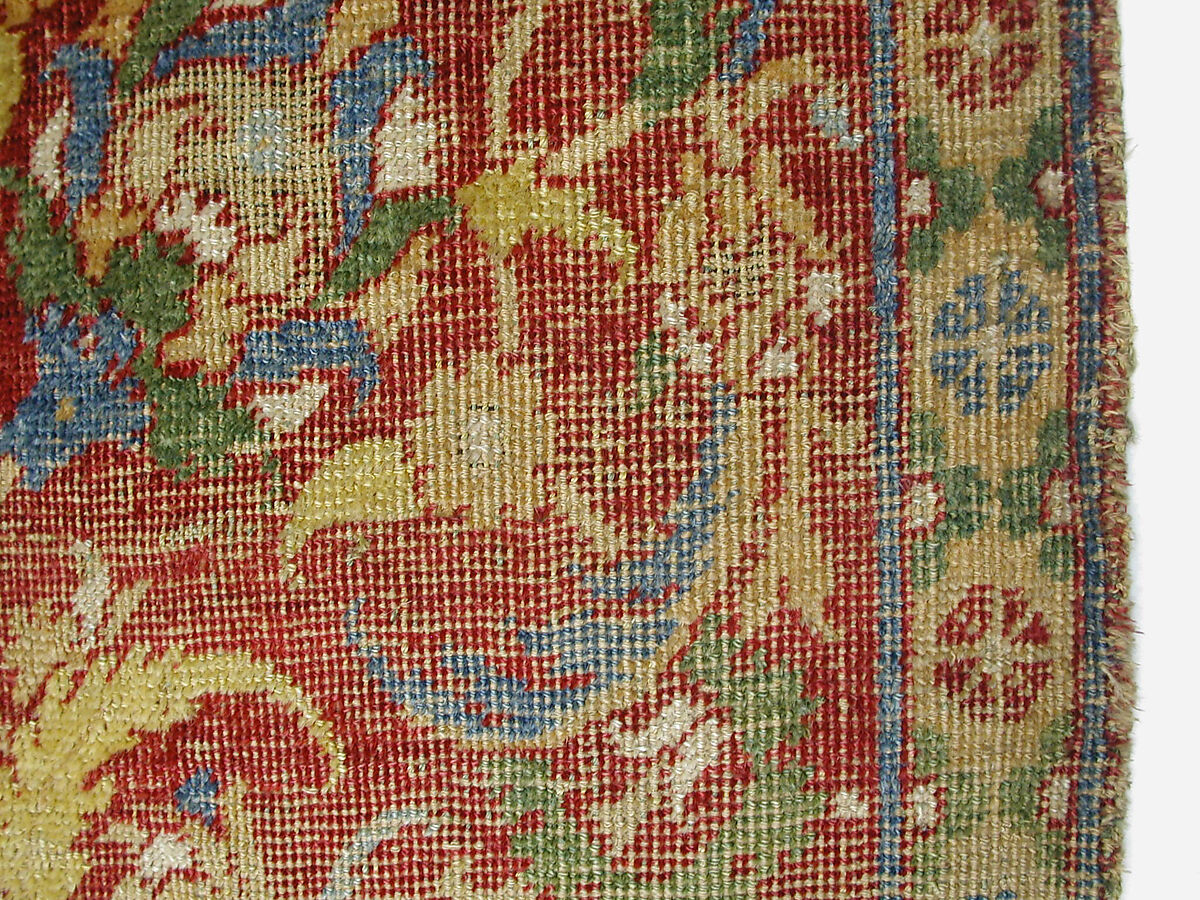 Carpet, Wool (warp, weft and pile); asymmetrically knotted pile