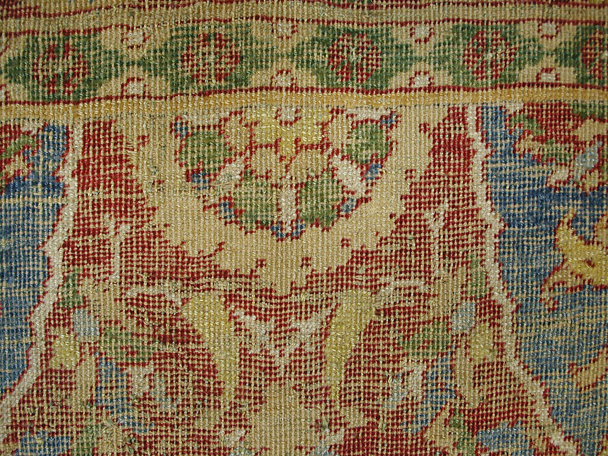 Carpet, Wool (warp, weft and pile); asymmetrically knotted pile