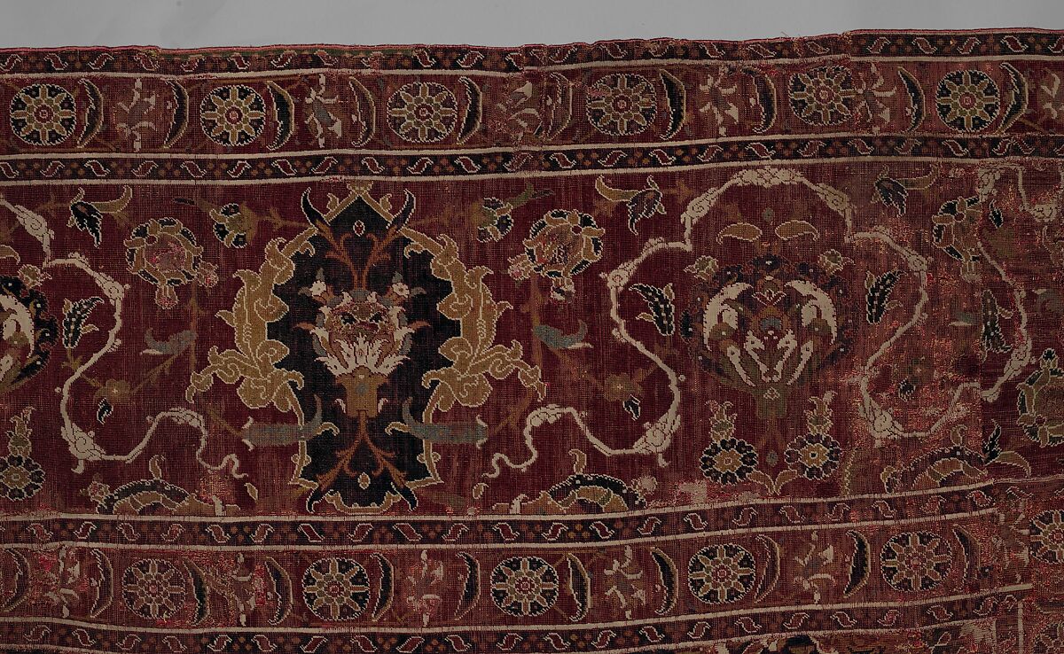 Carpet, Wool (warp, weft and pile); asymmetrically knotted pile