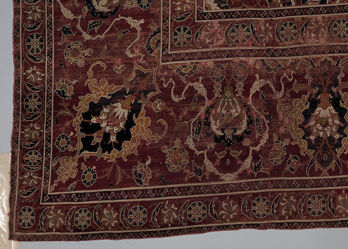 Carpet, Wool (warp, weft and pile); asymmetrically knotted pile