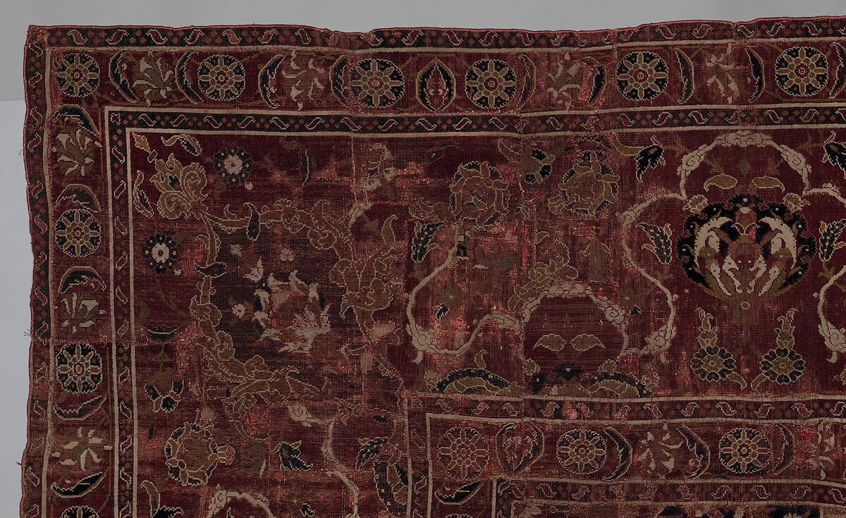 Carpet, Wool (warp, weft and pile); asymmetrically knotted pile