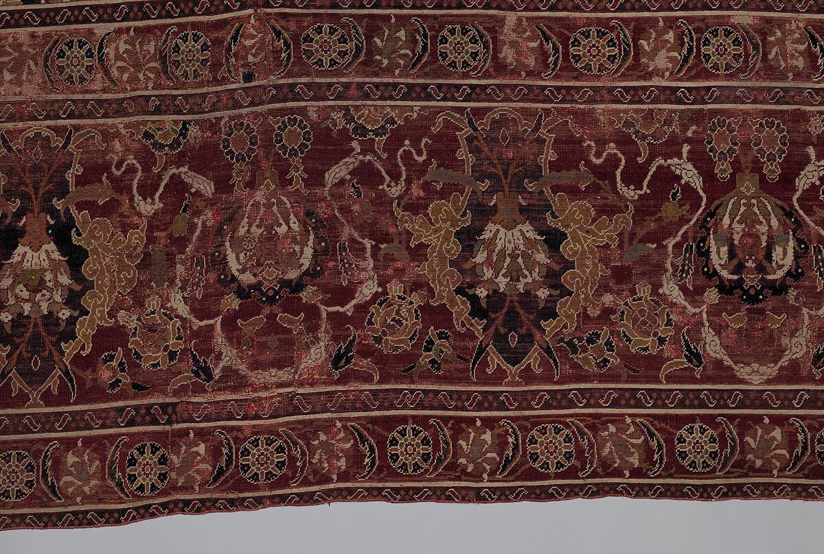 Carpet, Wool (warp, weft and pile); asymmetrically knotted pile