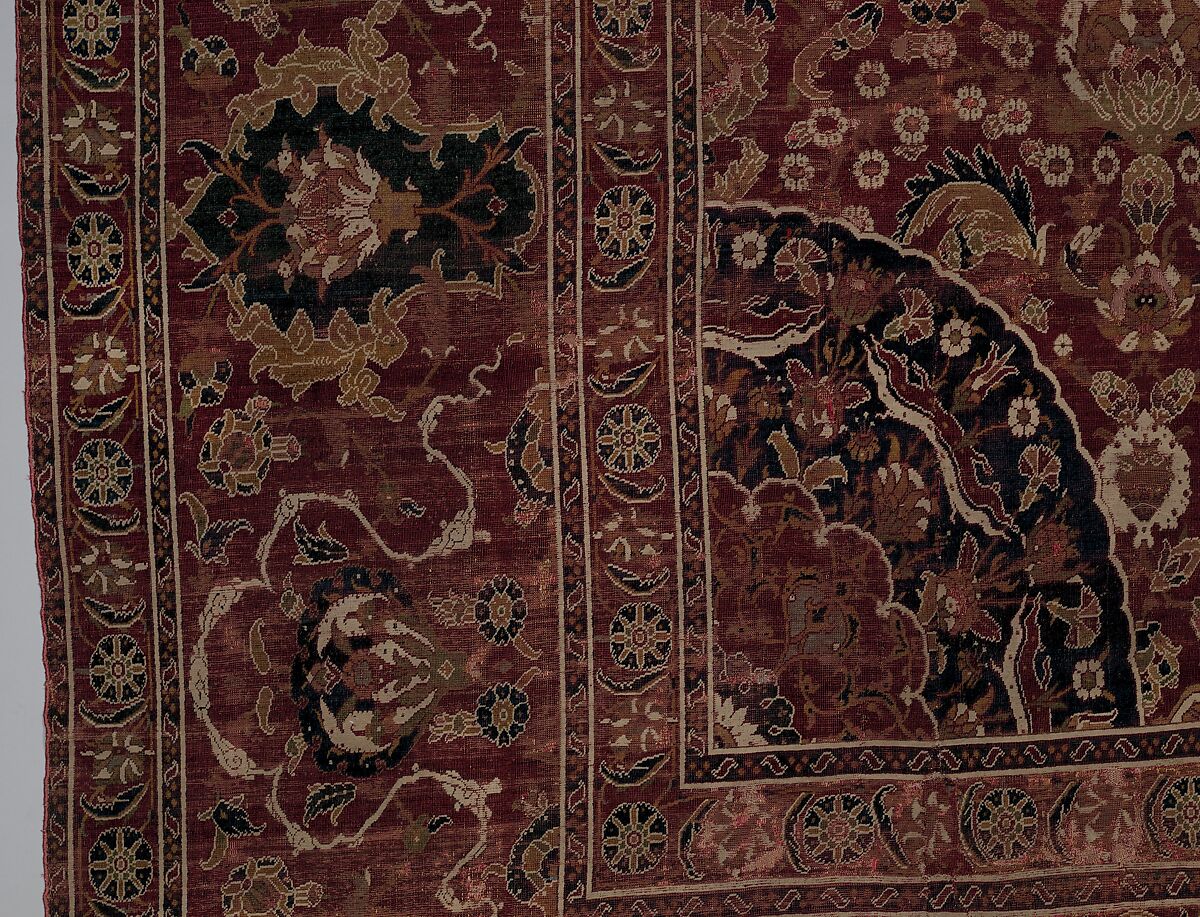 Carpet, Wool (warp, weft and pile); asymmetrically knotted pile