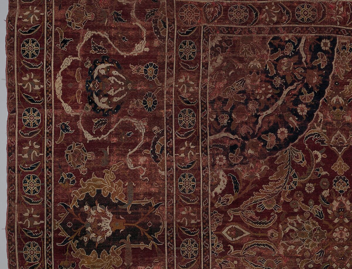 Carpet, Wool (warp, weft and pile); asymmetrically knotted pile