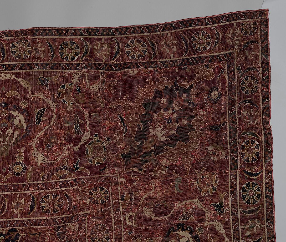 Carpet, Wool (warp, weft and pile); asymmetrically knotted pile