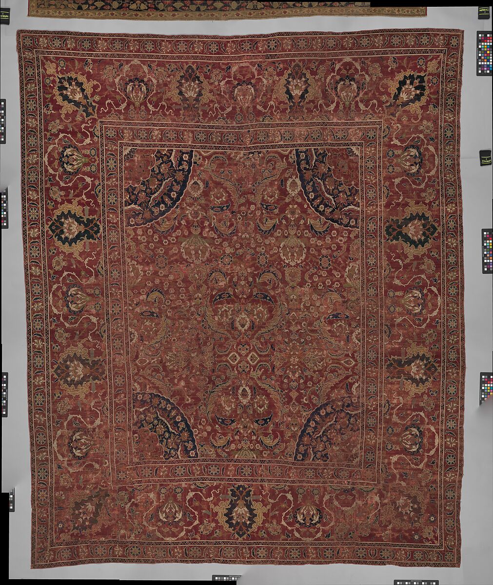 Carpet, Wool (warp, weft and pile); asymmetrically knotted pile